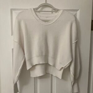 Aerie White Cropped Sweater XXS